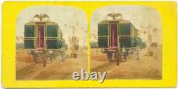 Very rare stereocard stereoview handcolored Austrian  Imperial Train 1860c
