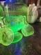 Vintage 1930s Boyd Imperial Uranium Glass Tea Cup Set With 6 Cups Very Rare