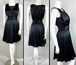 Vintage Issa Black Sheer Panel Silk Pleat Dress Uk6 Us2 Bnwt Aso Royal Very Rare
