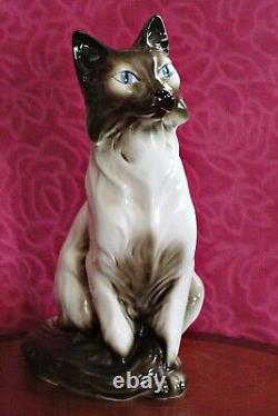 Vintage Large Very Rare'Royal Dux' Porcelain Cat Figurine