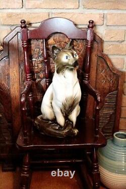 Vintage Large Very Rare'Royal Dux' Porcelain Cat Figurine