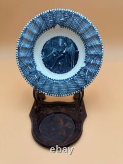 Vintage RARE Very Unusual Royal China Blue & White Abraham Lincoln Ashtray 6