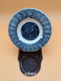 Vintage RARE Very Unusual Royal China Blue & White Abraham Lincoln Ashtray 6