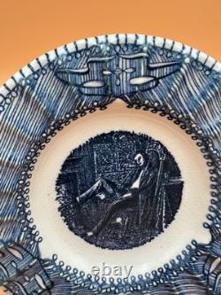 Vintage RARE Very Unusual Royal China Blue & White Abraham Lincoln Ashtray 6