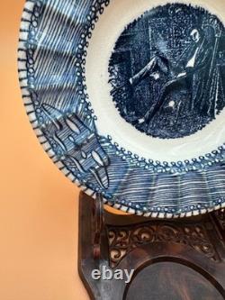 Vintage RARE Very Unusual Royal China Blue & White Abraham Lincoln Ashtray 6
