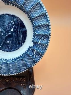Vintage RARE Very Unusual Royal China Blue & White Abraham Lincoln Ashtray 6