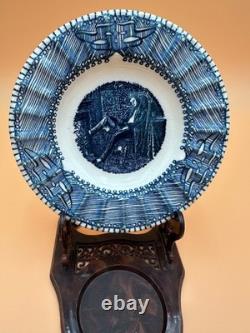 Vintage RARE Very Unusual Royal China Blue & White Abraham Lincoln Ashtray 6