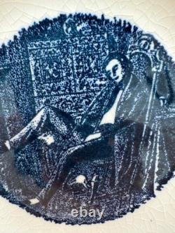 Vintage RARE Very Unusual Royal China Blue & White Abraham Lincoln Ashtray 6