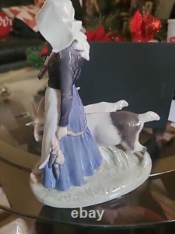 Vintage Royal Copenhagen Girl with Goats Figurine 9 #694 Very Rare