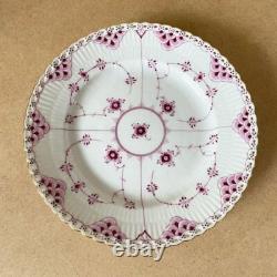 Vintage Royal Copenhagen Gold-Plated Burgundy Full Lace 19.5cm Very Rare