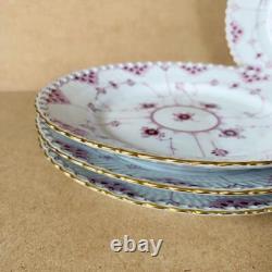 Vintage Royal Copenhagen Gold-Plated Burgundy Full Lace 19.5cm Very Rare