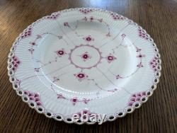 Vintage Royal Copenhagen Gold-Plated Dinner Burgundy Full Lace 9 7/8 Very Rare