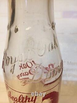 Vintage Royal Oak Dairy Milk Bottle Very Rare Pyro Embossed