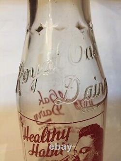 Vintage Royal Oak Dairy Milk Bottle Very Rare Pyro Embossed