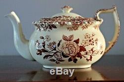 Vintage Spode Copeland Royal Jasmine Marina Brown Teapot & Lid VERY RARE