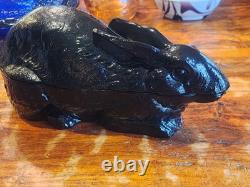 Vintage Summit Black Milk Glass Rabbit Pat-March 9 1886 Collectors Very Rare