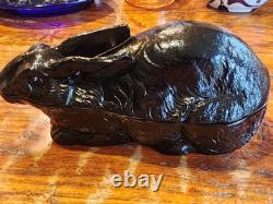 Vintage Summit Black Milk Glass Rabbit Pat-March 9 1886 Collectors Very Rare