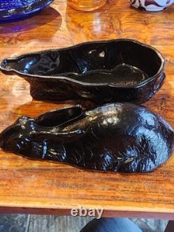 Vintage Summit Black Milk Glass Rabbit Pat-March 9 1886 Collectors Very Rare
