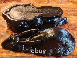 Vintage Summit Black Milk Glass Rabbit Pat-March 9 1886 Collectors Very Rare