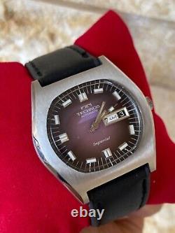 Vintage Technos Imperial Watch Automatic Purple Gents 25j Men's Very Rare 1970's