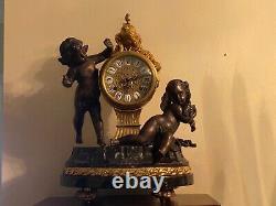 Vintage VERY RARE Imperial Marble, Brass, Bronze Clock with Cherubs. Made In Italy