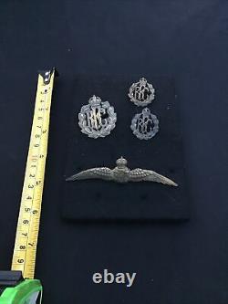 Vintage Ww1 Set Of Four Royal Flying Corps Very Rare Cap Badges And Badge