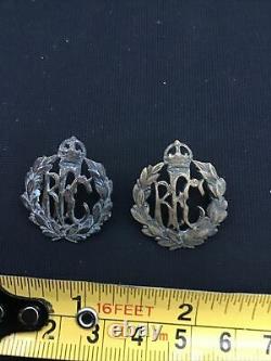 Vintage Ww1 Set Of Four Royal Flying Corps Very Rare Cap Badges And Badge