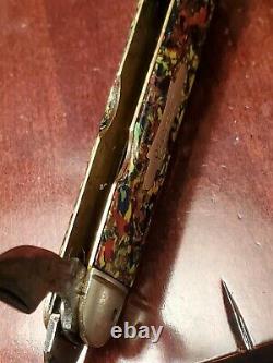 Vintage very rare imperial end of day celluloid swirl boy scouts knife