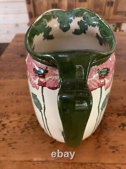 WONDERFUL Antique Royal Doulton Pitcher Jug Very Rare RED POPPIES C 1910. EXC