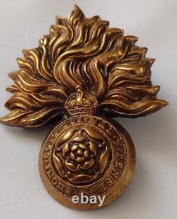 WW1 Royal Fusiliers Officer's Cap Badge KC Solid Real Bronze- Original Very Rare