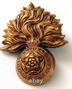 WW1 Royal Fusiliers Officer's Cap Badge KC Solid Real Bronze- Original Very Rare