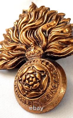 WW1 Royal Fusiliers Officer's Cap Badge KC Solid Real Bronze- Original Very Rare