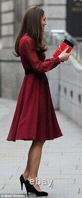 Whistles Sofie Rae Pure Silk Burgundy Dress Us8 Us4 Aso Royal Very Rare