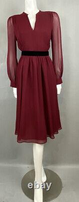 Whistles Sofie Rae Pure Silk Burgundy Dress Us8 Us4 Aso Royal Very Rare