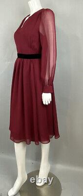 Whistles Sofie Rae Pure Silk Burgundy Dress Us8 Us4 Aso Royal Very Rare