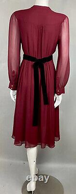 Whistles Sofie Rae Pure Silk Burgundy Dress Us8 Us4 Aso Royal Very Rare