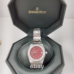 WithBox Audemars Piguet Royal Oak 36 mm Very Rare Red Dial Steel Watch 14790ST