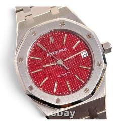 WithBox Audemars Piguet Royal Oak 36 mm Very Rare Red Dial Steel Watch 14790ST