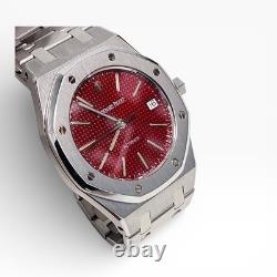 WithBox Audemars Piguet Royal Oak 36 mm Very Rare Red Dial Steel Watch 14790ST
