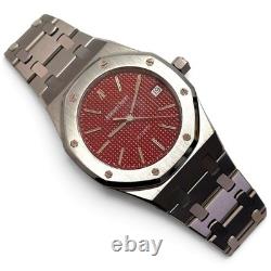 WithBox Audemars Piguet Royal Oak 36 mm Very Rare Red Dial Steel Watch 14790ST
