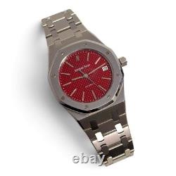 WithBox Audemars Piguet Royal Oak 36 mm Very Rare Red Dial Steel Watch 14790ST
