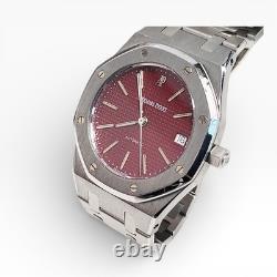 WithBox Audemars Piguet Royal Oak 36 mm Very Rare Red Dial Steel Watch 14790ST