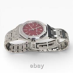 WithBox Audemars Piguet Royal Oak 36 mm Very Rare Red Dial Steel Watch 14790ST
