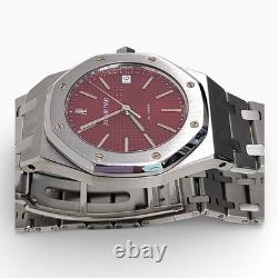 WithBox Audemars Piguet Royal Oak 36 mm Very Rare Red Dial Steel Watch 14790ST