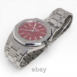 WithBox Audemars Piguet Royal Oak 36 mm Very Rare Red Dial Steel Watch 14790ST