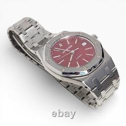 WithBox Audemars Piguet Royal Oak 36 mm Very Rare Red Dial Steel Watch 14790ST
