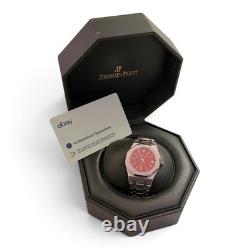 WithBox Audemars Piguet Royal Oak 36 mm Very Rare Red Dial Steel Watch 14790ST