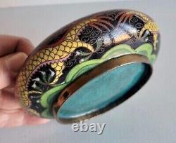 Wonderful Old Chinese Cloisonne Bowl 5 Clawed Imperial Dragon Very Rare