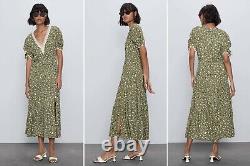 Zara Join Life Khaki Olive Floral Printed MIDI Dress Aso Royal Very Rare